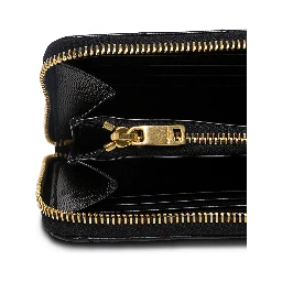 Black Leather Monogram Wallet