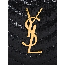 Black Leather Monogram Wallet