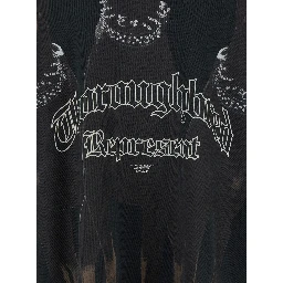 Thoroughbred Black T-Shirt with Doberman Graphic Print and Logo Lettering on the Front in Cotton Man