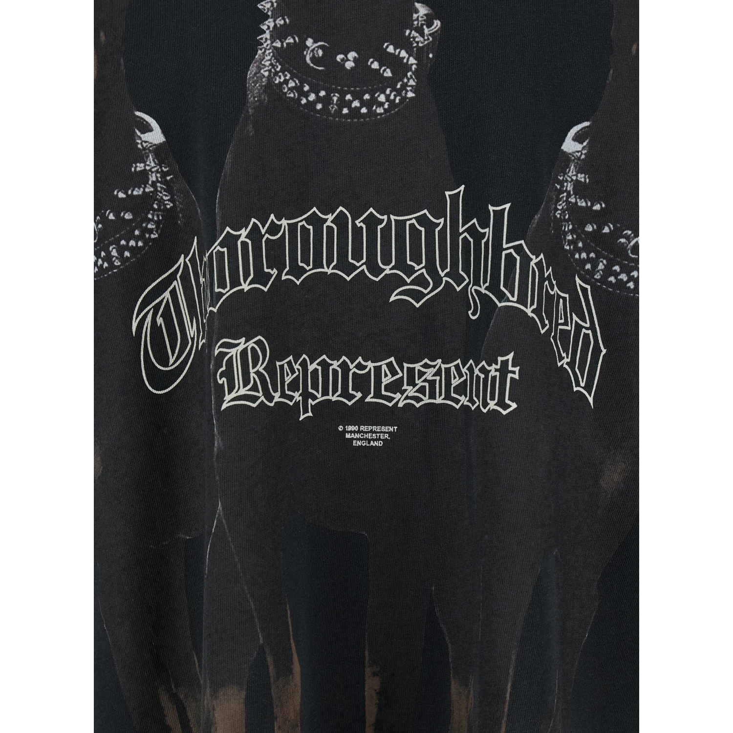Thoroughbred Black T-Shirt with Doberman Graphic Print and Logo Lettering on the Front in Cotton Man