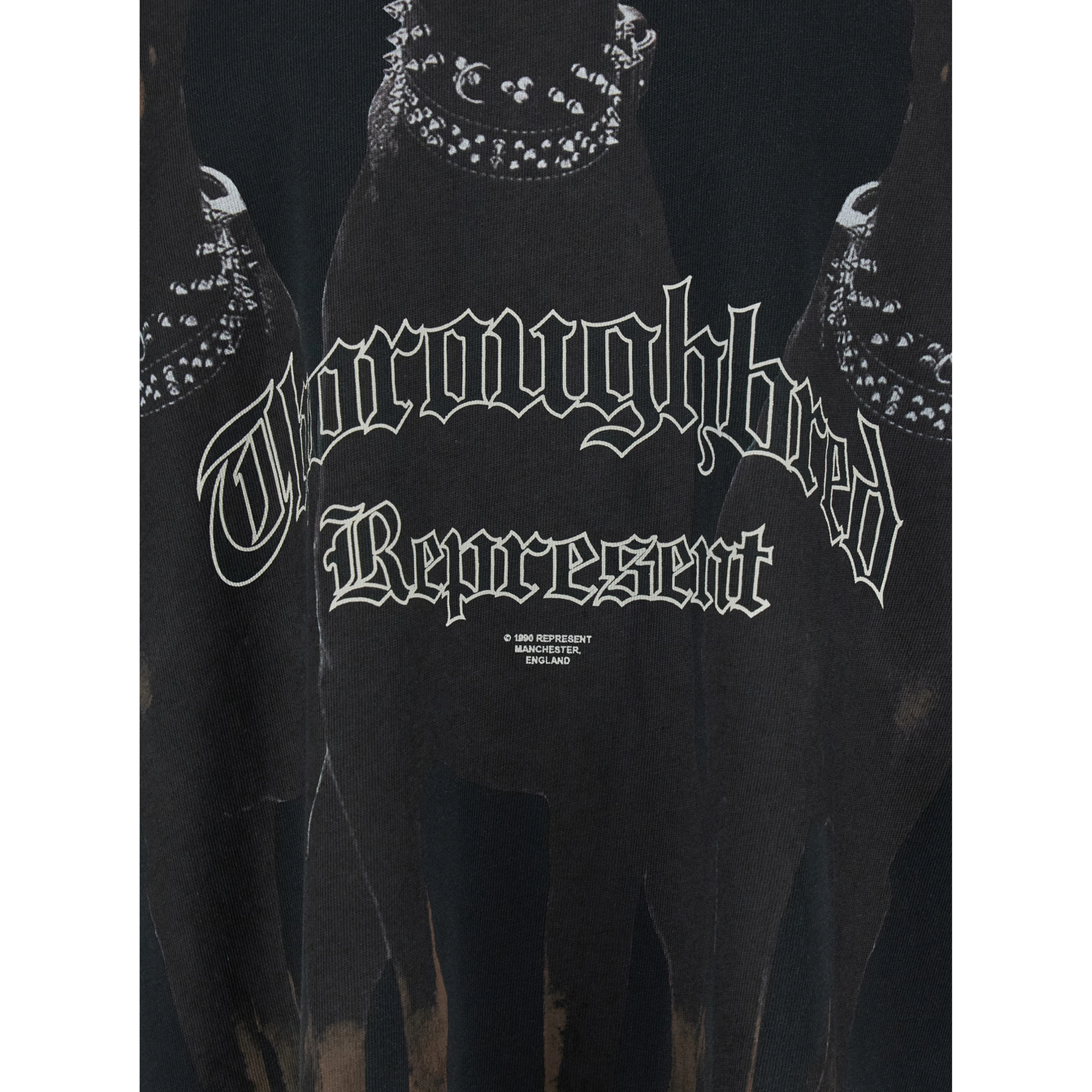 Thoroughbred Black T-Shirt with Doberman Graphic Print and Logo Lettering on the Front in Cotton Man