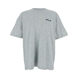 Grey T-Shirt with Logo on the Front and Maxi Logo on the Back in Cotton Man