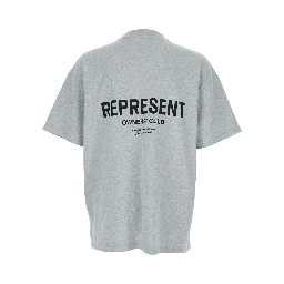 Grey T-Shirt with Logo on the Front and Maxi Logo on the Back in Cotton Man