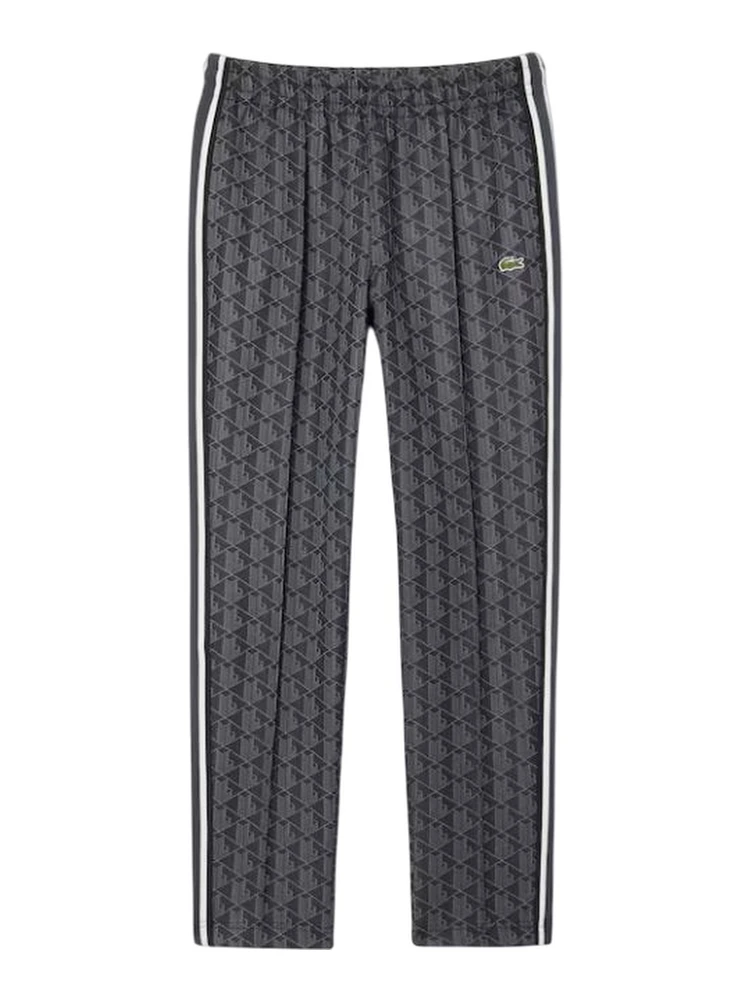 Geometric-pattern side-stripe trousers