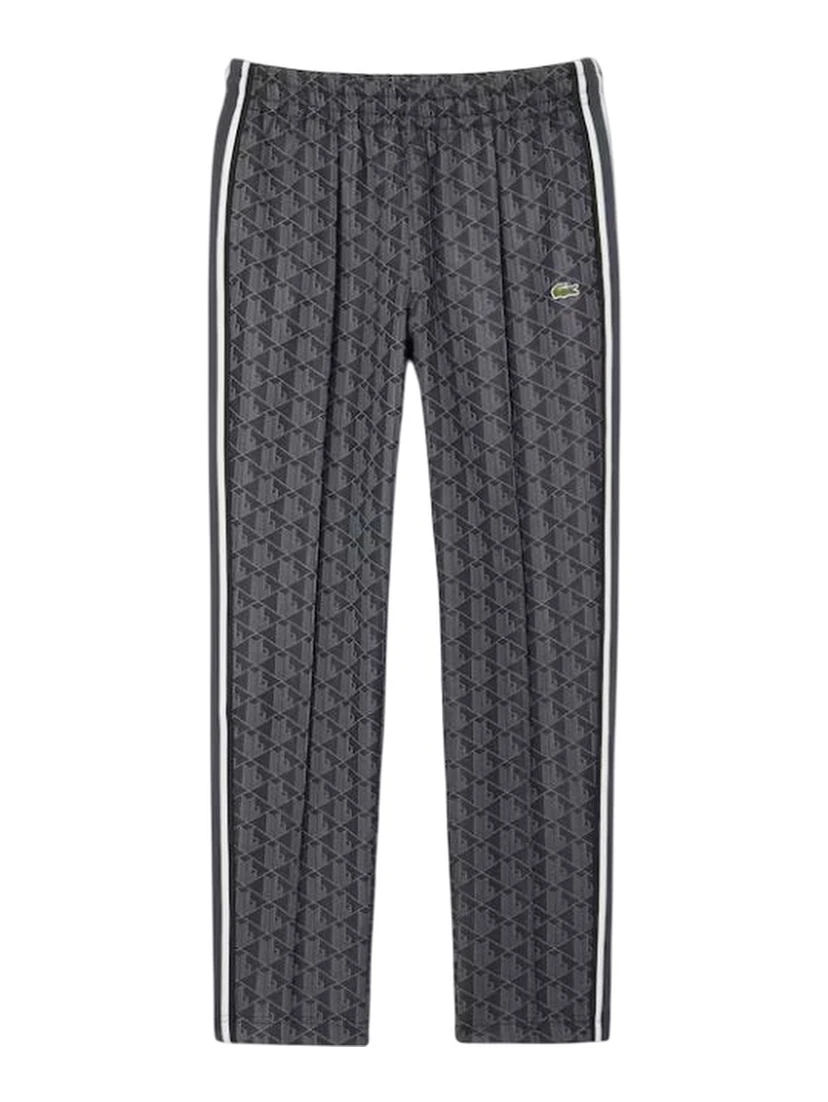 Geometric-pattern side-stripe trousers