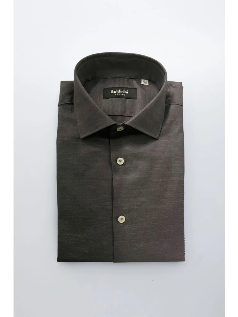 Gray Cotton Men Shirt