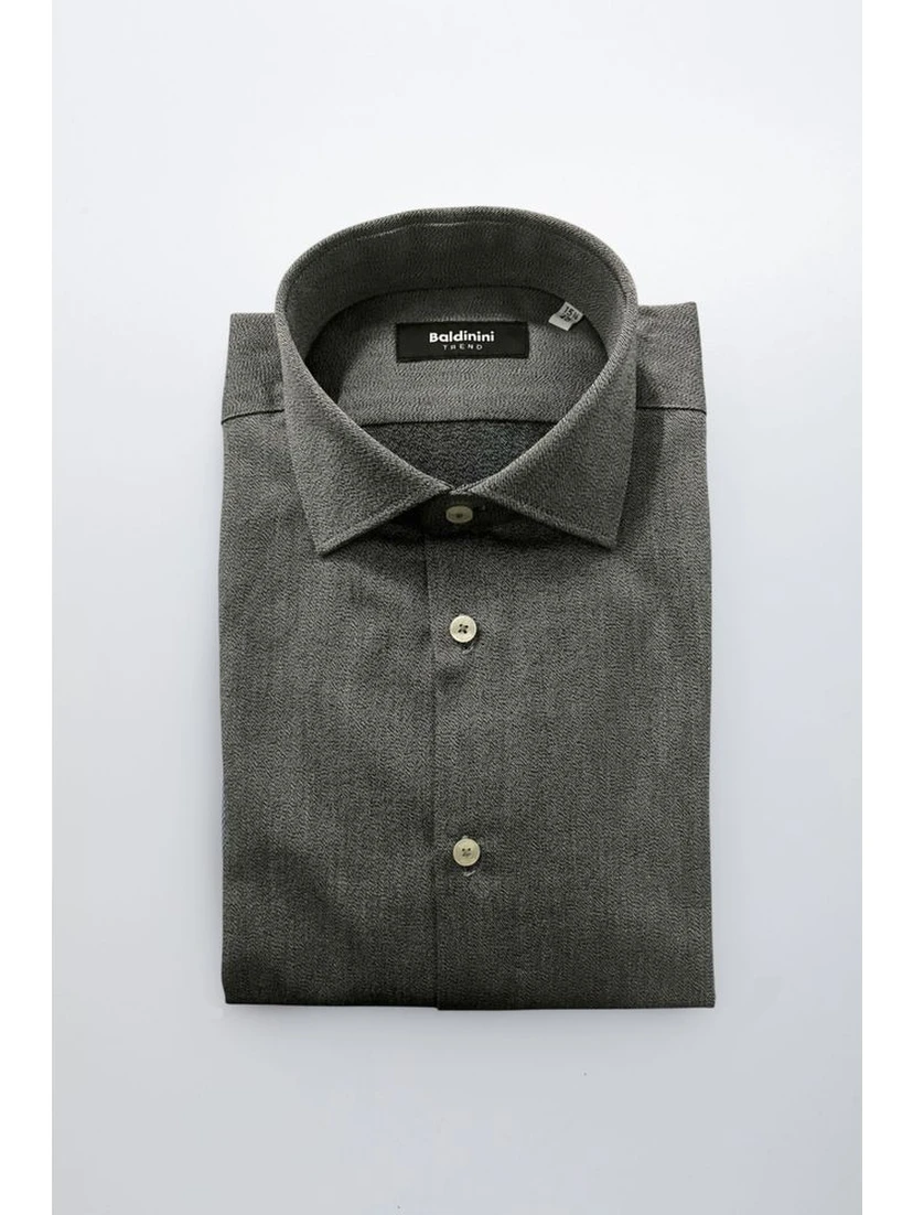 Gray Cotton Men Shirt