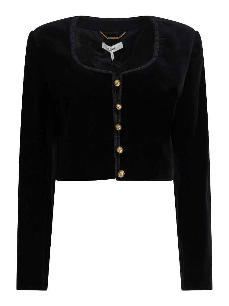 Cropped jacket with buttons