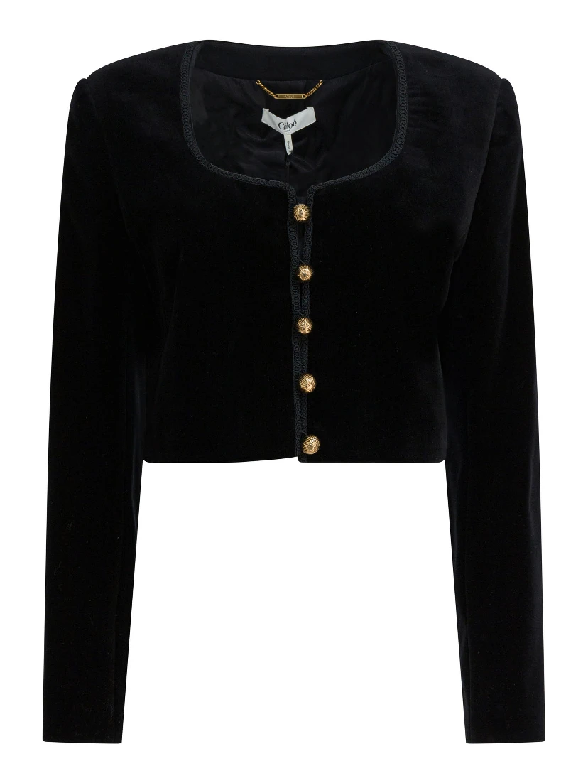 Cropped jacket with buttons