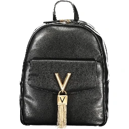 Black Polyurethane Women Backpack