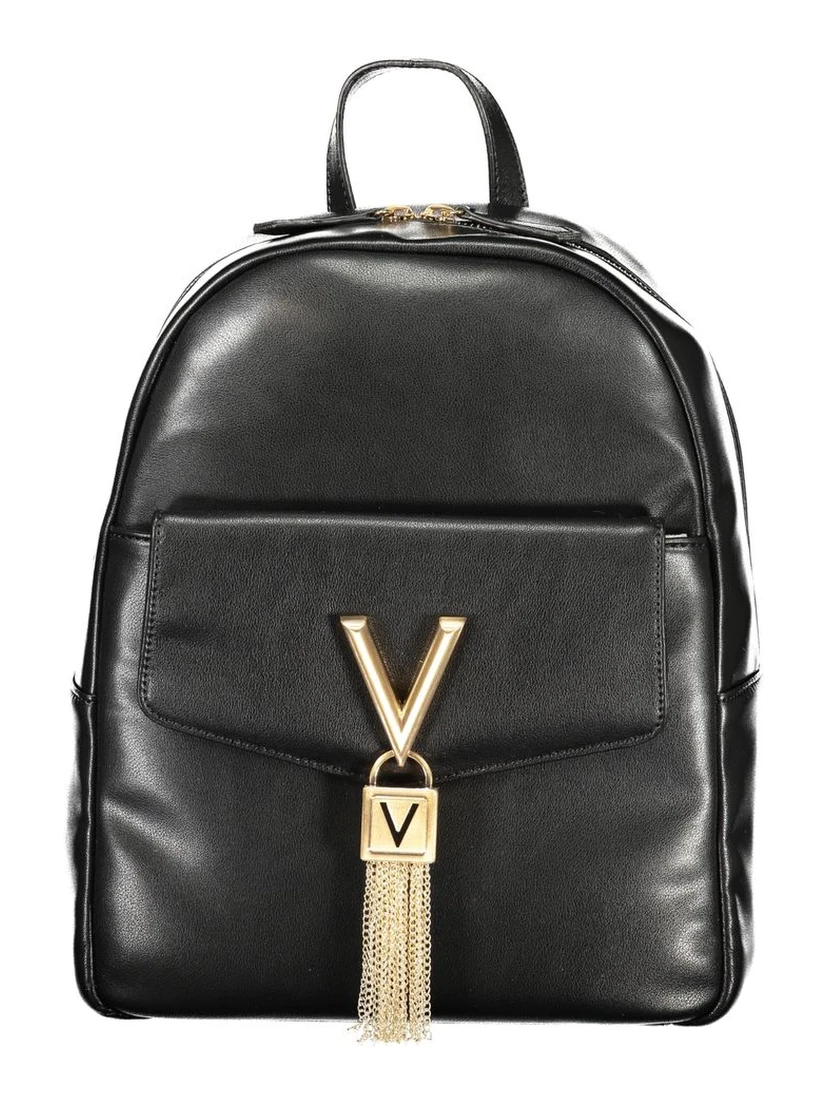 Black Polyurethane Women Backpack