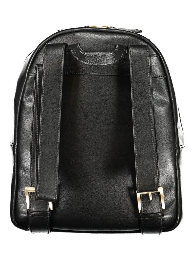 Black Polyurethane Women Backpack