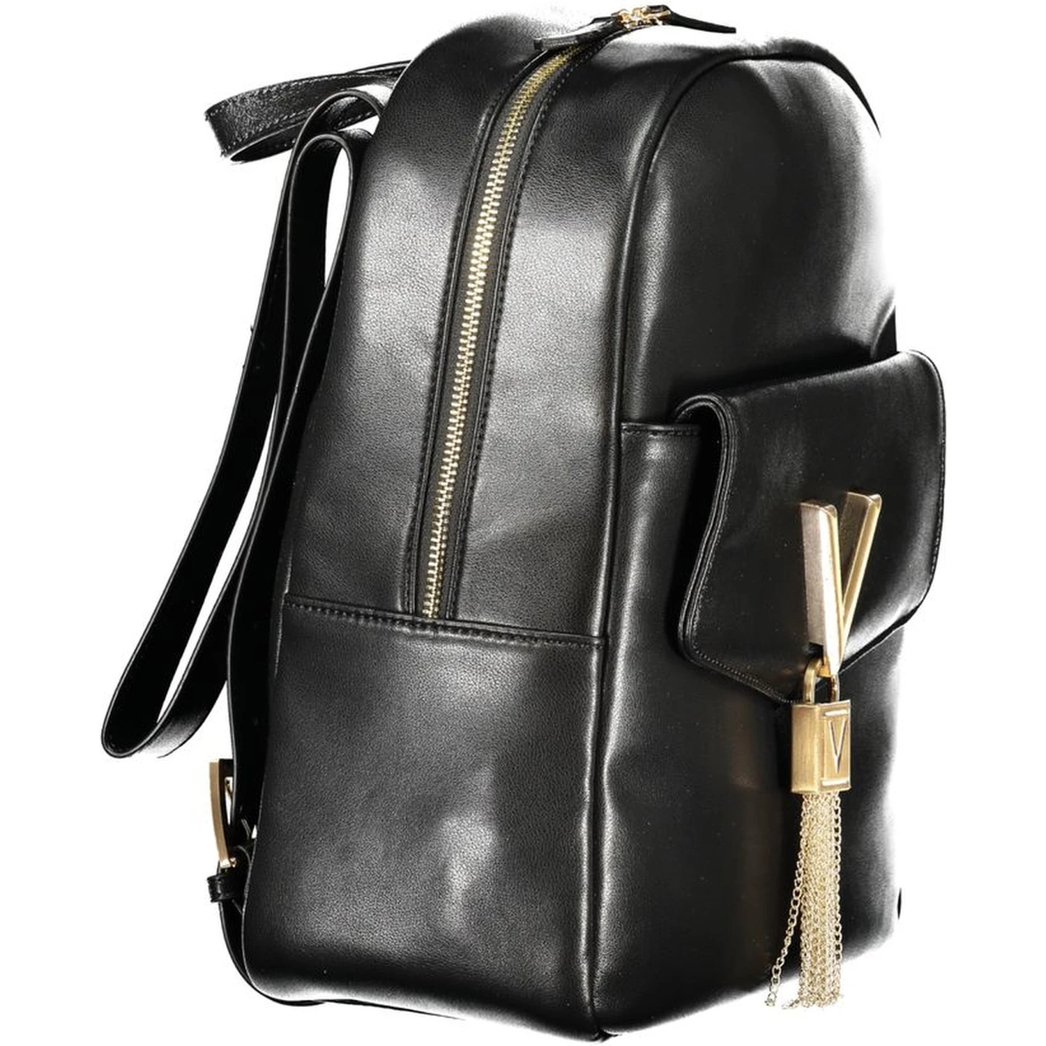 Black Polyurethane Women Backpack
