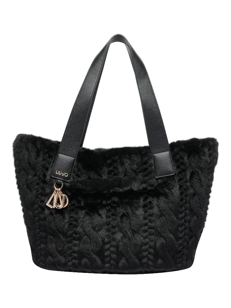 large cable-knit tote bag