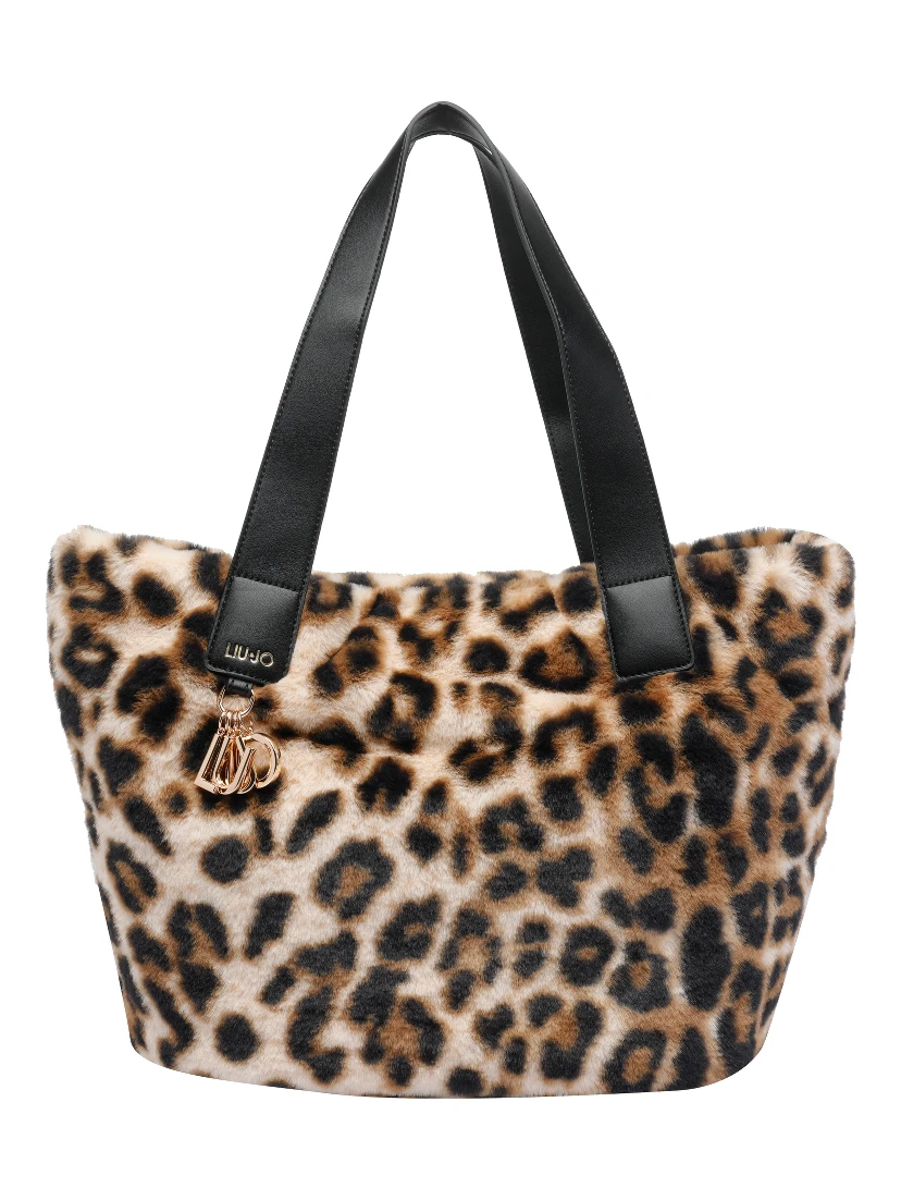 leopard-print top-handle tote bag