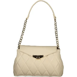 Beige Polyurethane Women Shoulder Bag
