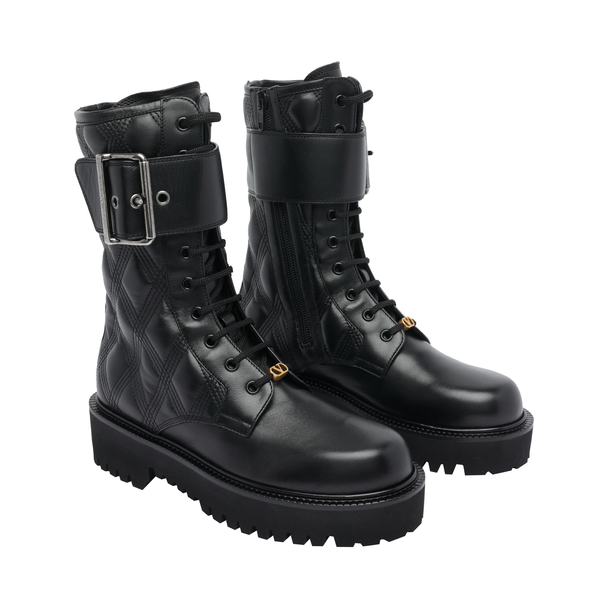 أحذية قتالية جلدية بشعار VLogo