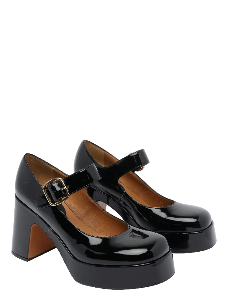 buckle-fastening platform pumps alternative