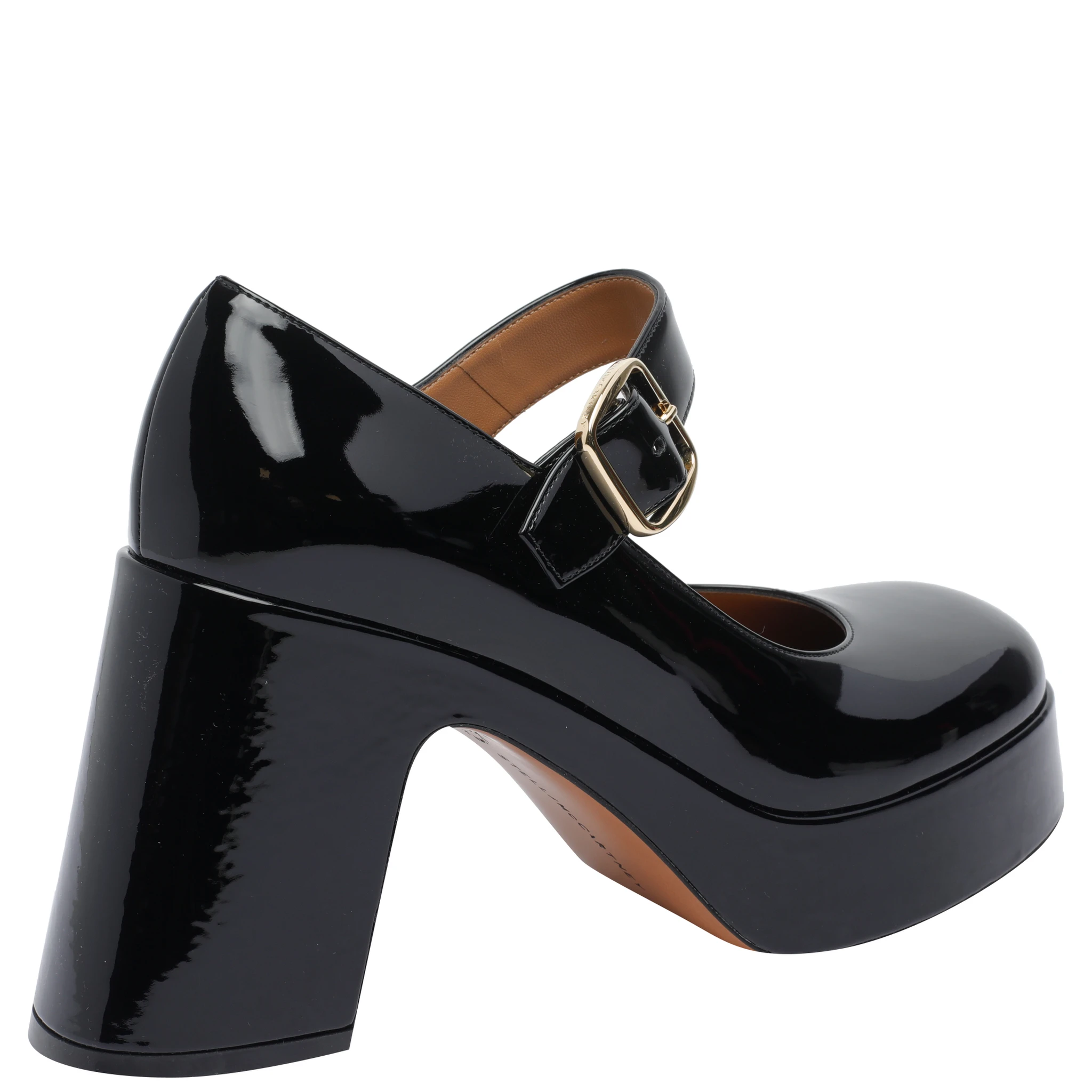 buckle-fastening platform pumps