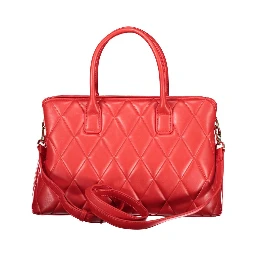 Red Polyurethane Women Handbag