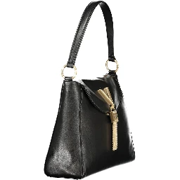 Black Polyurethane Women Shoulder Bag