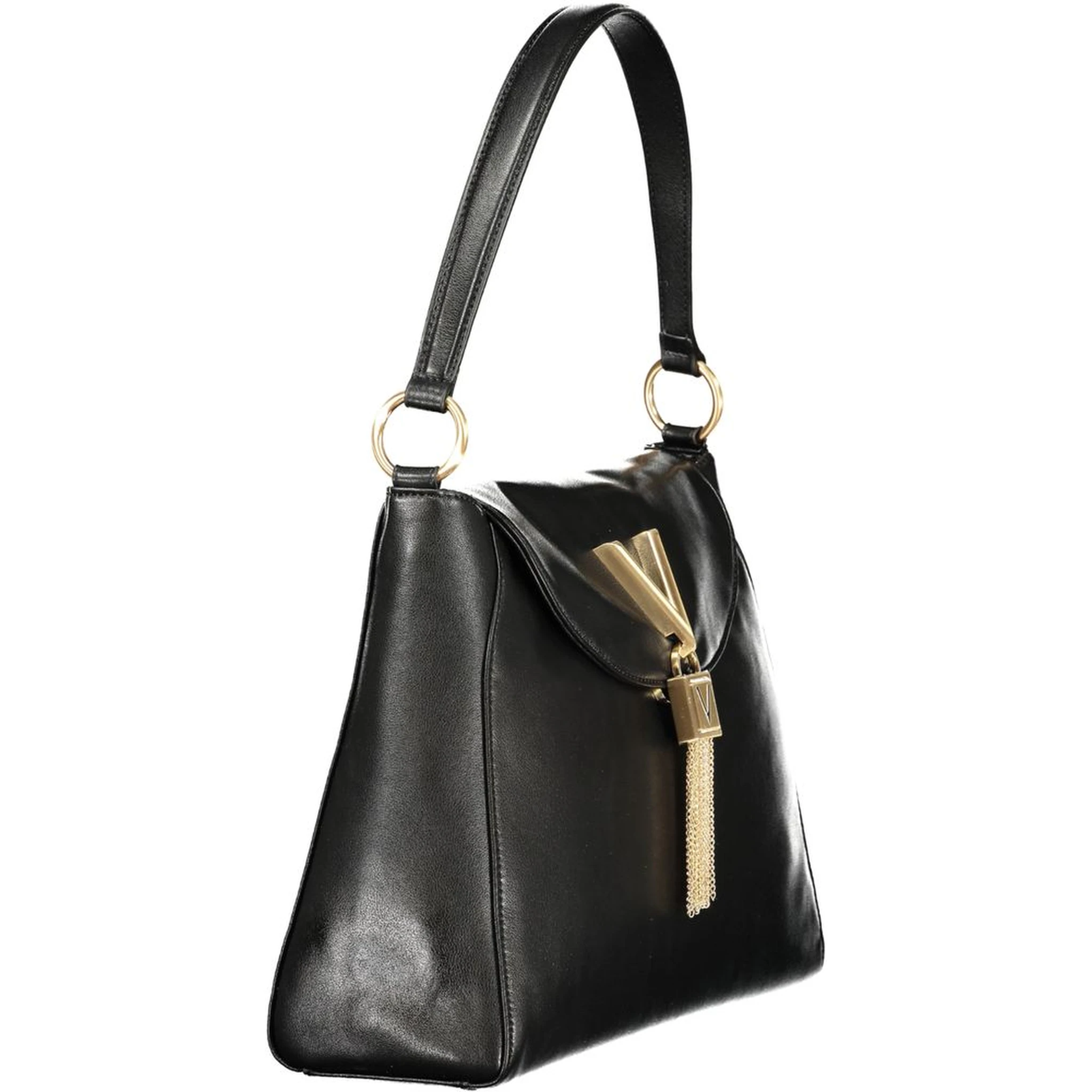 Black Polyurethane Women Shoulder Bag