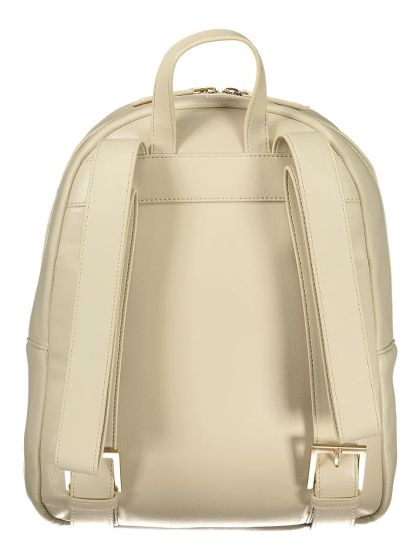 Beige Polyurethane Women Backpack
