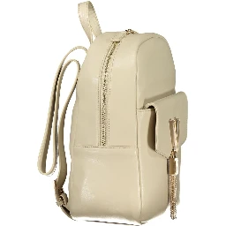 Beige Polyurethane Women Backpack