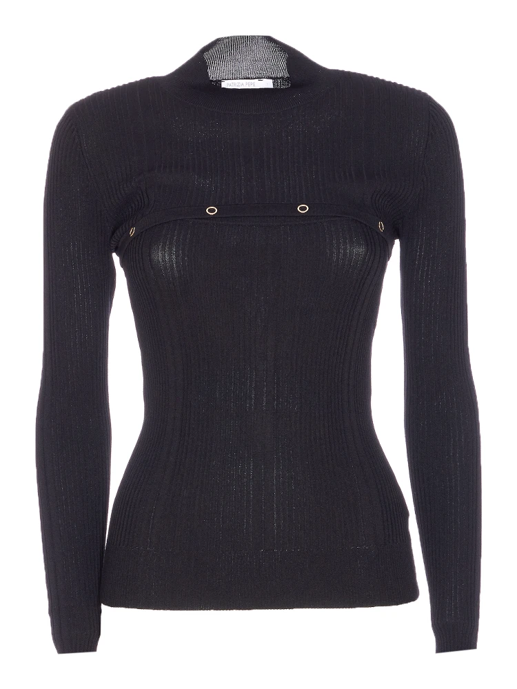 ribbed button-detail top