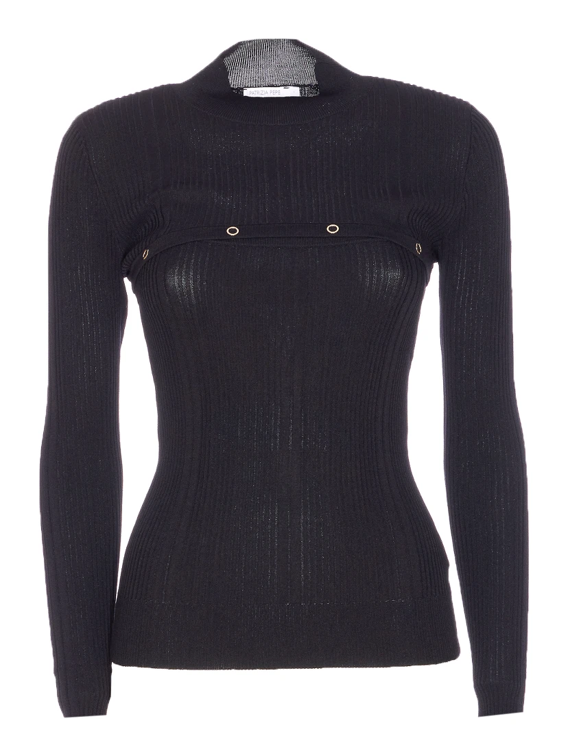 ribbed button-detail top
