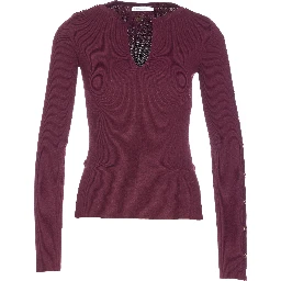 V-neck ribbed sweatshirt