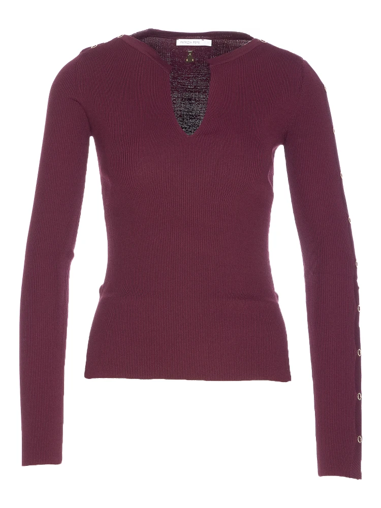 V-neck ribbed sweatshirt
