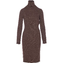 high-neck ribbed dress
