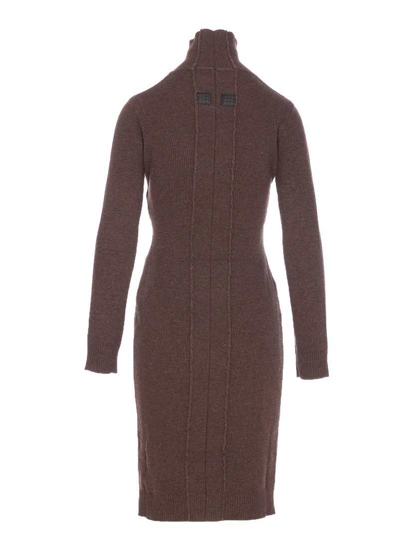 high-neck ribbed dress