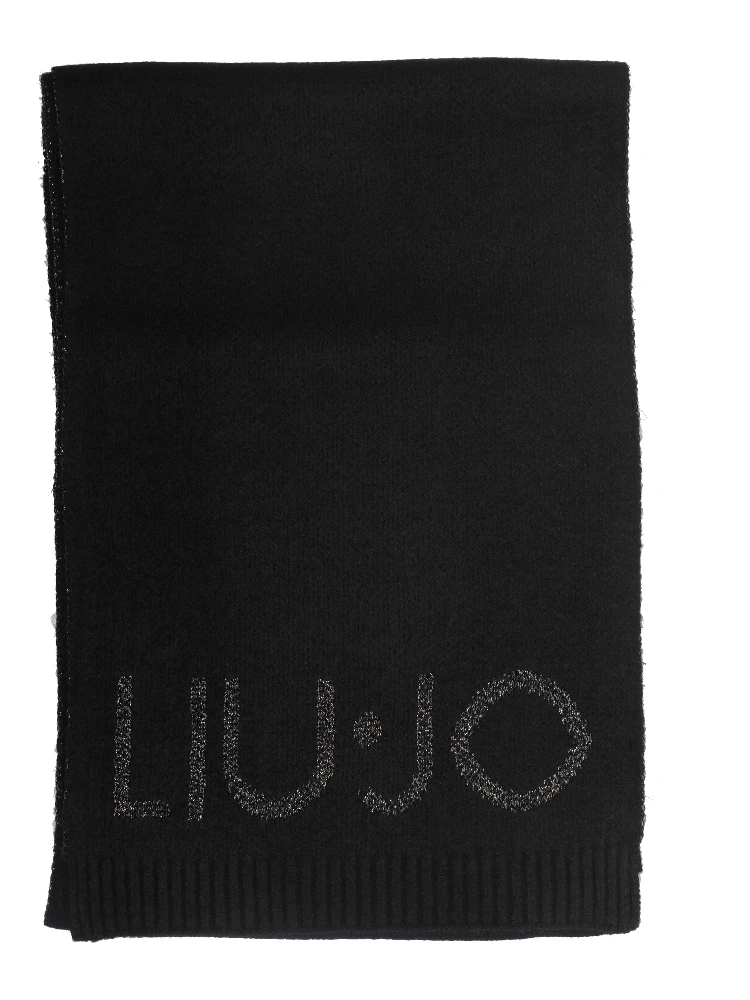 logo-embroidered fringe scarf