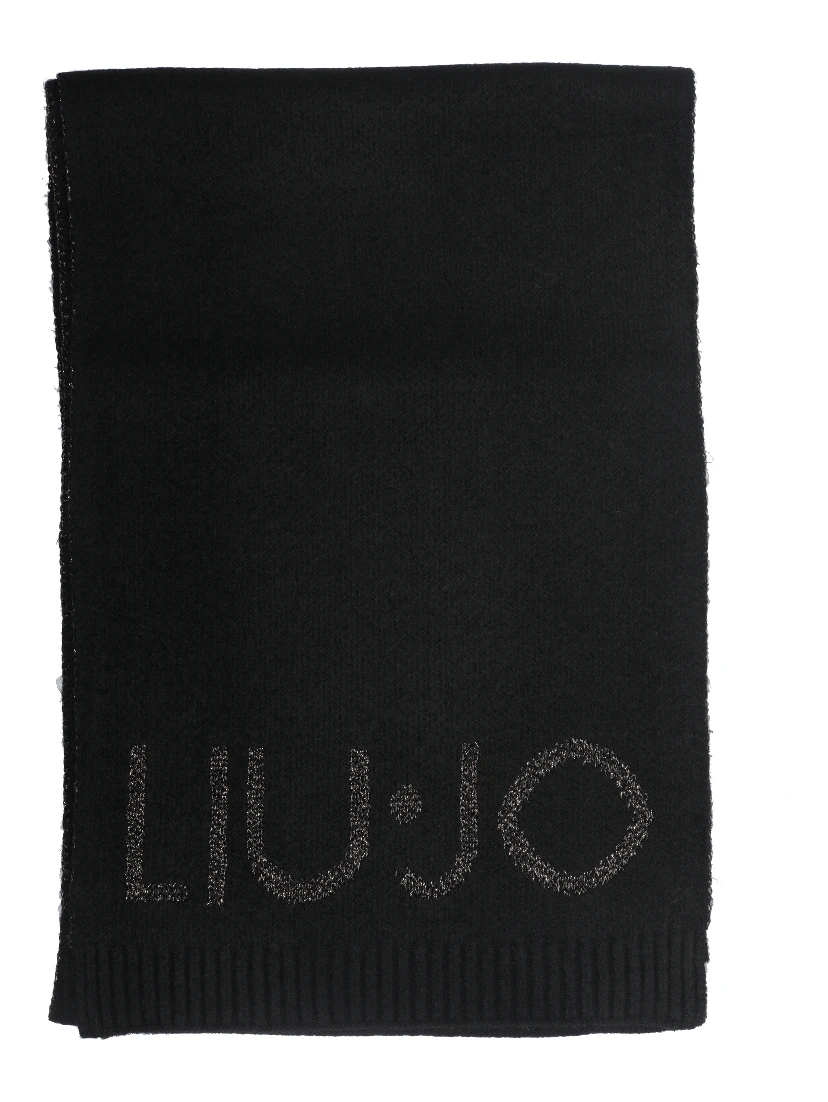 logo-embroidered fringe scarf