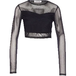 mesh crew-neck top