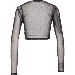 mesh crew-neck top