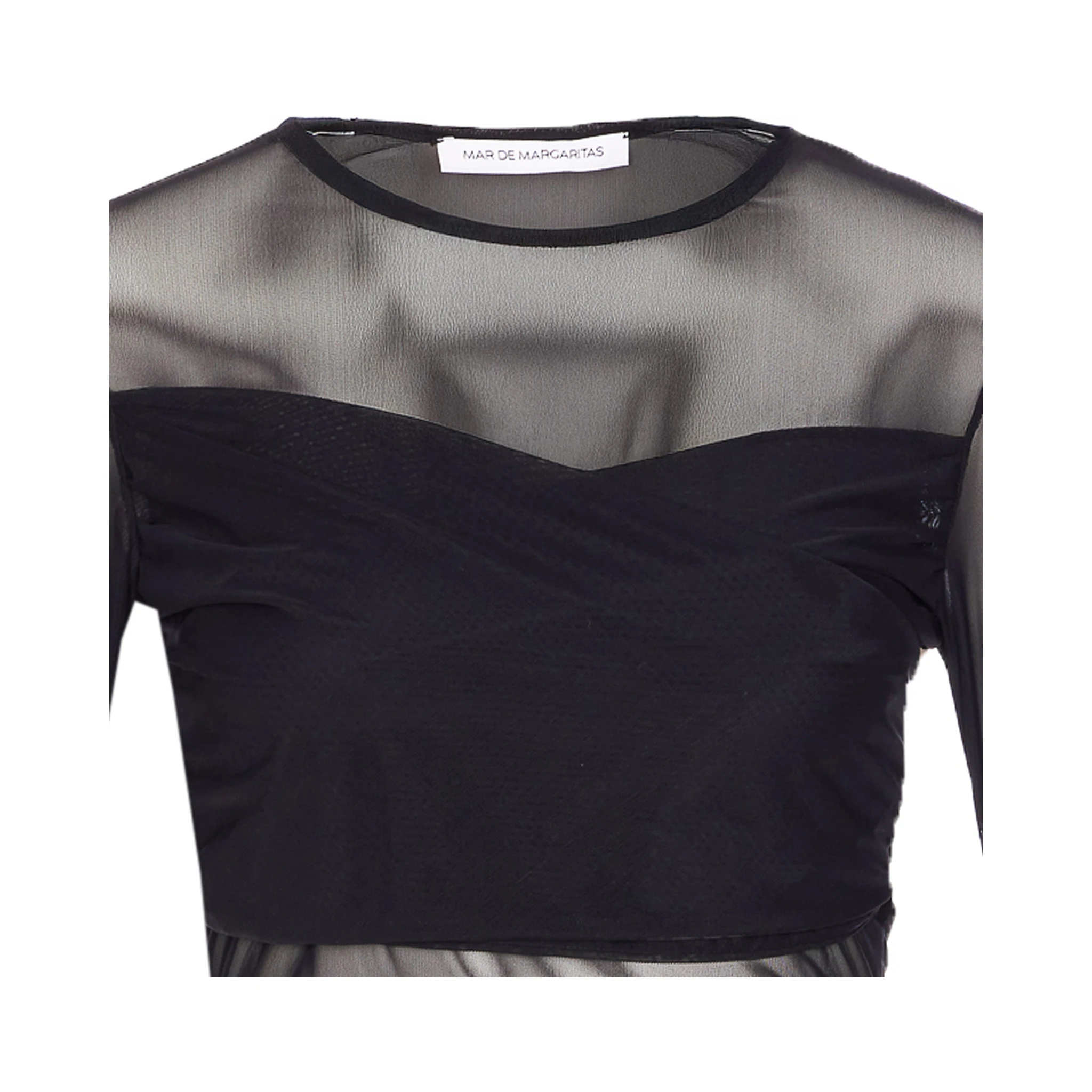 mesh crew-neck top