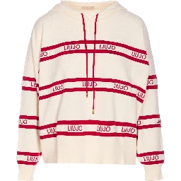 logo-intarsia striped sweater