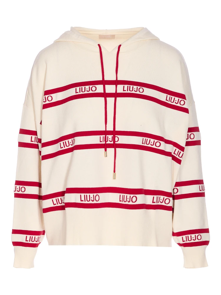 logo-intarsia striped sweater