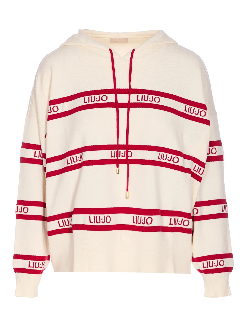 logo-intarsia striped sweater