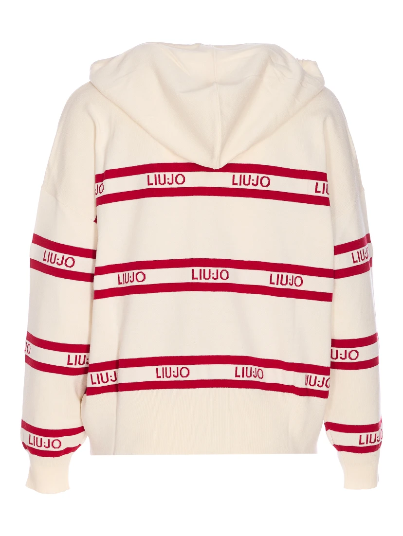 logo-intarsia striped sweater