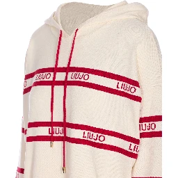 logo-intarsia striped sweater