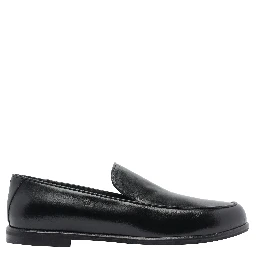 round-toe leather loafers