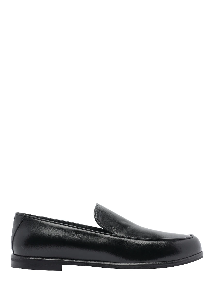 round-toe leather loafers
