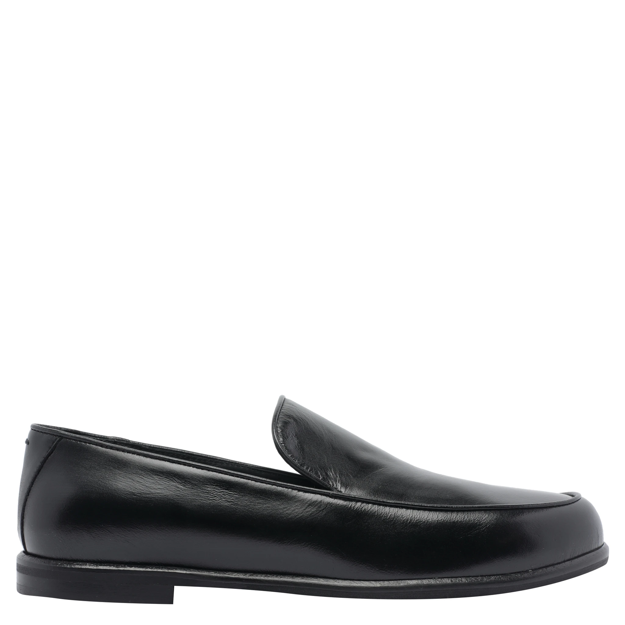 round-toe leather loafers