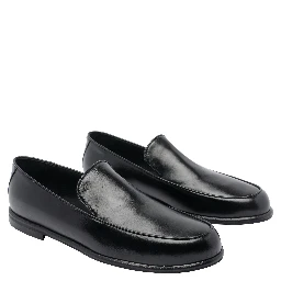 round-toe leather loafers