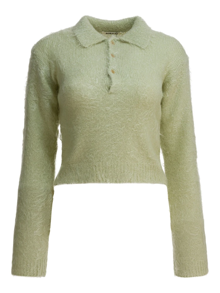 Mohair and wool polo sweater