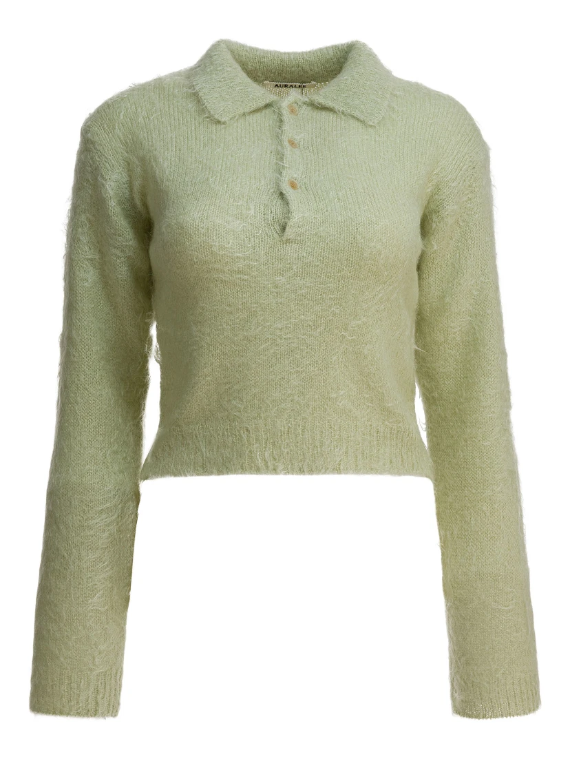 Mohair and wool polo sweater